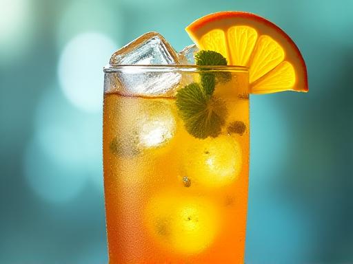 Bebida fría refrescante de especialidad con hielo y cítricos
