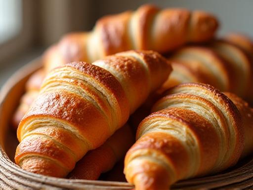 Croissants dorados y crujientes, hechos en casa
